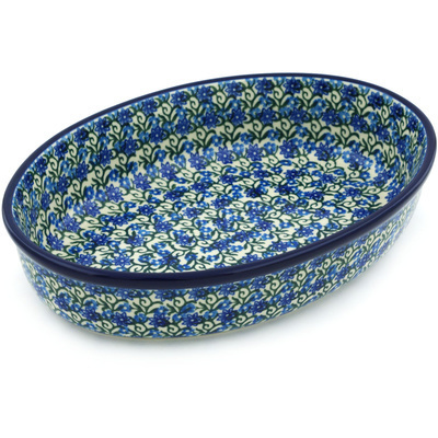 Polish Pottery Oval Baker 11" Climbing Daisy