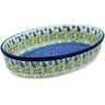 Polish Pottery Oval Baker 11&quot; Crazy Daisy