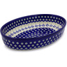 Polish Pottery Oval Baker 11" Flowering Peacock