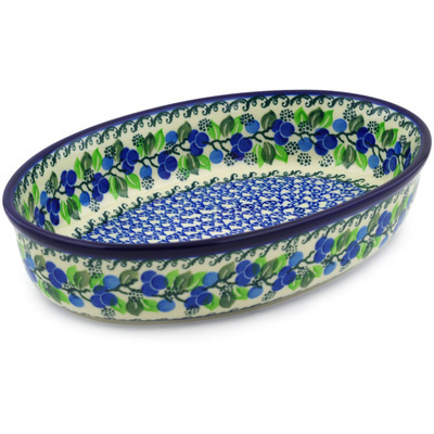 Polish Pottery Oval Baker 11&quot; Limeberry