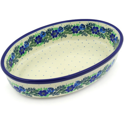 Polish Pottery Oval Baker 11" Polish Wreath