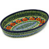 Polish Pottery Oval Baker 11&quot; Poppies All Around UNIKAT