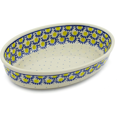 Polish Pottery Oval Baker 11&quot; Radiant Scales