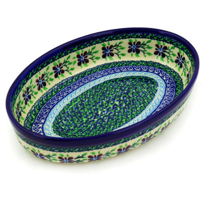 Polish Pottery Oval Baker 11&quot; Sweet Violet