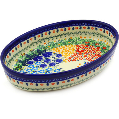 Polish Pottery Oval Baker 11" UNIKAT