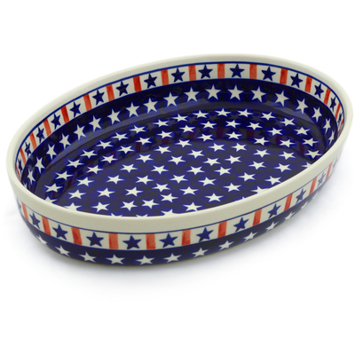 Polish Pottery Oval Baker 12&quot; Americana