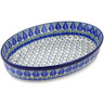 Polish Pottery Oval Baker 12&quot; Blue Alpine