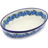 Polish Pottery Oval Baker 12&quot; Blue Rose