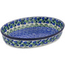 Polish Pottery Oval Baker 12&quot; Blueberry Fields Forever