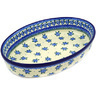 Polish Pottery Oval Baker 12" Bluebuds