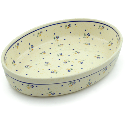 Polish Pottery Oval Baker 12&quot; Country Meadow