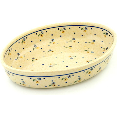 Polish Pottery Oval Baker 12&quot; Country Meadow