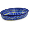 Polish Pottery Oval Baker 12&quot; Deep Blue UNIKAT