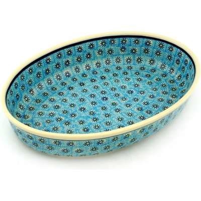 Polish Pottery Oval Baker 12" Ocean Breeze