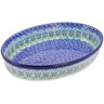 Polish Pottery Oval Baker 12&quot; Ocean Tulips