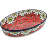 Polish Pottery Oval Baker 12&quot; Sweet Red Petals UNIKAT