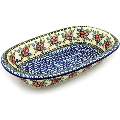 Polish Pottery Oval Baker 14" Lancaster Rose