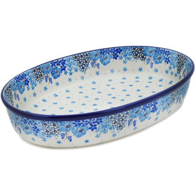 Polish Pottery Oval Baker 14&quot; Morning Glory UNIKAT