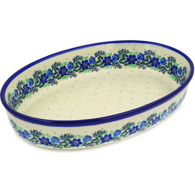 Polish Pottery Oval Baker 14" Polish Wreath