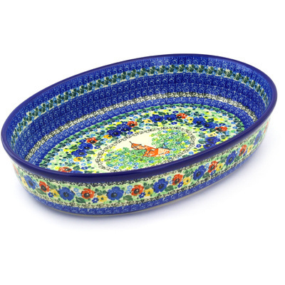 Polish Pottery Oval Baker 14&quot; Poppy Chalet UNIKAT