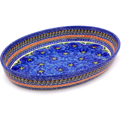 Polish Pottery Oval Baker 14&quot; Regal Bouquet UNIKAT