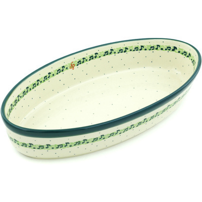 Polish Pottery Oval Baker 15&quot; Musical Dance