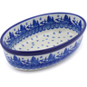 Polish Pottery Oval Baker 8&quot; Blue Winter