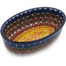 Polish Pottery Oval Baker 8&quot; Golden Autumn UNIKAT