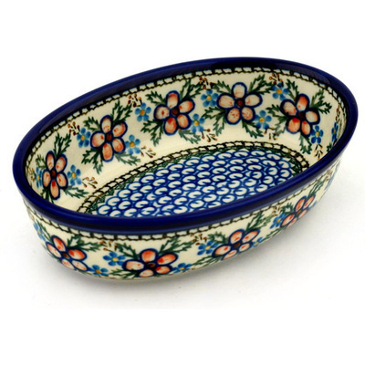 Polish Pottery Oval Baker 8&quot; Lancaster Rose