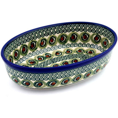 Polish Pottery Oval Baker 8&quot; Olive You