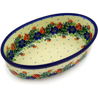 Polish Pottery Oval Baker 8&quot; Polish Wreath