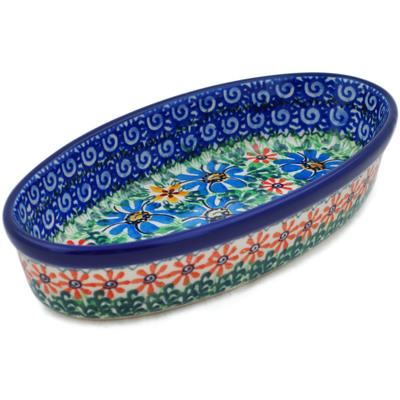 Polish Pottery Oval Baker 8&quot; Profusion UNIKAT