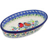 Polish Pottery Oval Baker 8&quot; Robin &amp; Wren UNIKAT