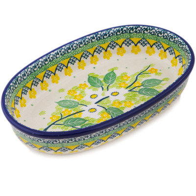Polish Pottery Oval Baker 8&quot; Spring On The Branch UNIKAT