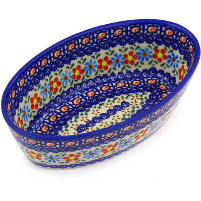 Polish Pottery Oval Baker 8&quot; UNIKAT