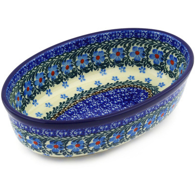 Polish Pottery Oval Baker 8" Winter Delight