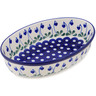 Polish Pottery Oval Baker 9&quot; Bleeding Heart Peacock