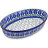 Polish Pottery Oval Baker 9&quot; Blue Alpine