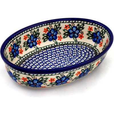 Polish Pottery Oval Baker 9&quot; Cobblestone Garden