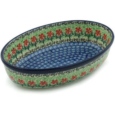 Polish Pottery Oval Baker 9&quot; Maraschino