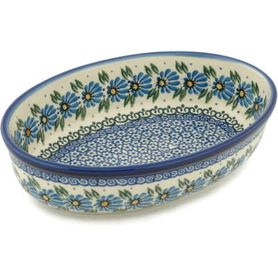 Polish Pottery Oval Baker 9&quot; Marigold Morning