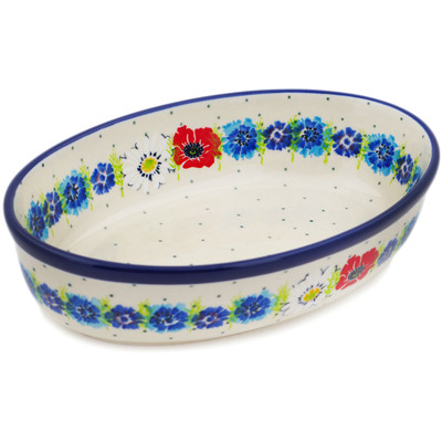 Polish Pottery Oval Baker 9&quot; Polish Country
