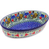 Polish Pottery Oval Baker 9&quot; Spring Rooster UNIKAT