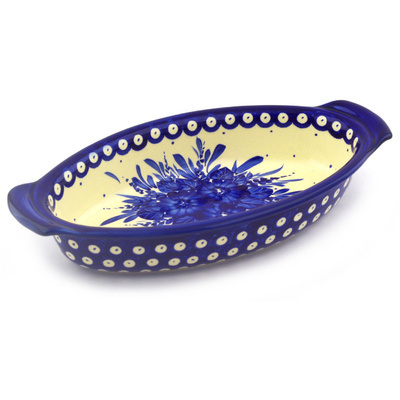 Polish Pottery Oval Baker with Handles 12&quot; UNIKAT