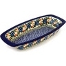 Polish Pottery Oval Baker with Handles 14&quot; Cobblestone Garden
