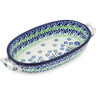 Polish Pottery Oval Baker with Handles 8-inch Blue April Showers