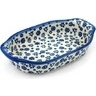 Polish Pottery Oval Baker with Handles 8" Blue Confetti