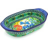 Polish Pottery Oval Baker with Handles 8&quot; Garden Delight UNIKAT