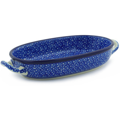 Polish Pottery Oval Baker with Handles 8-inch Haiku