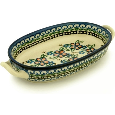 Polish Pottery Oval Baker with Handles 8-inch Lancaster Rose